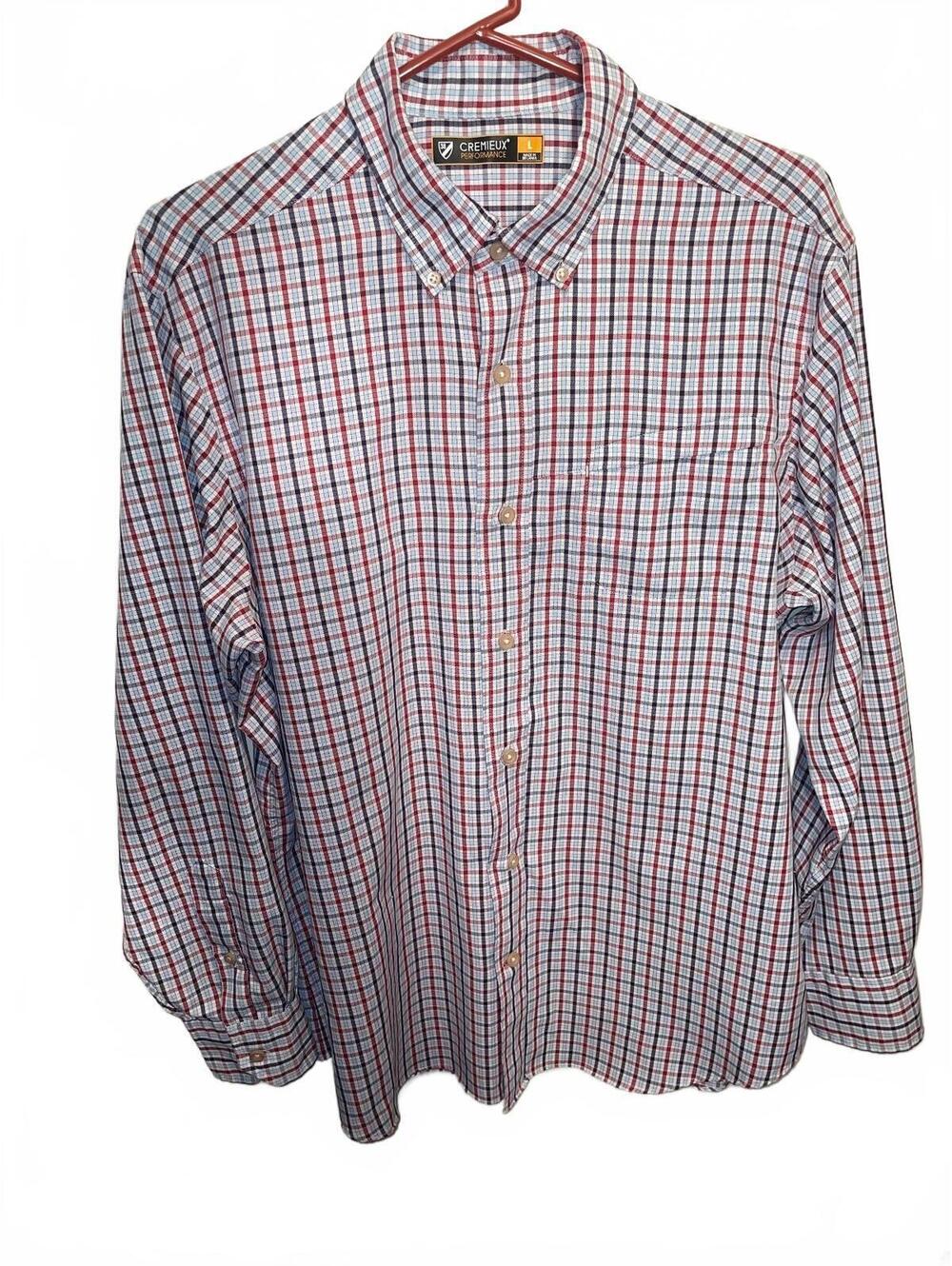 Cremieux Performance Men's Large Button-Down Long Sleeve Checkered Shirt